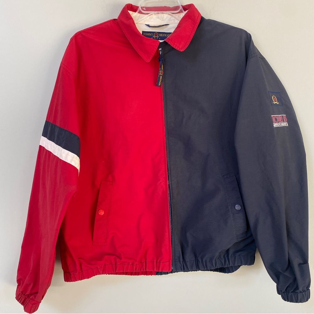 Vintage 1990s men’s Tommy Hilfiger Bomber Jacket Golf Crest 90s Colorblock XL